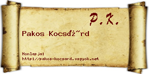 Pakos Kocsárd névjegykártya